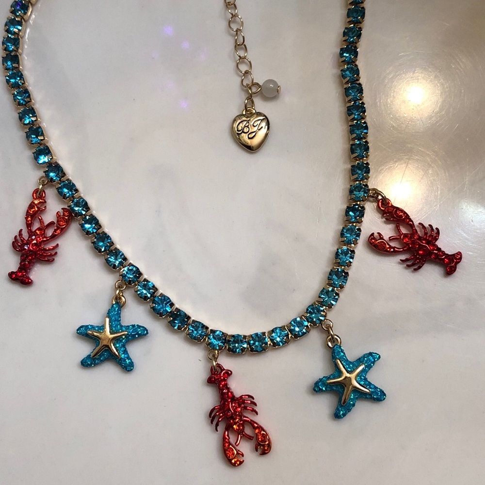 Betsey Johnson Mermaid Jewels Crystal Tennis Necklace Lobster & Starfish NWT - Picture 6 of 12